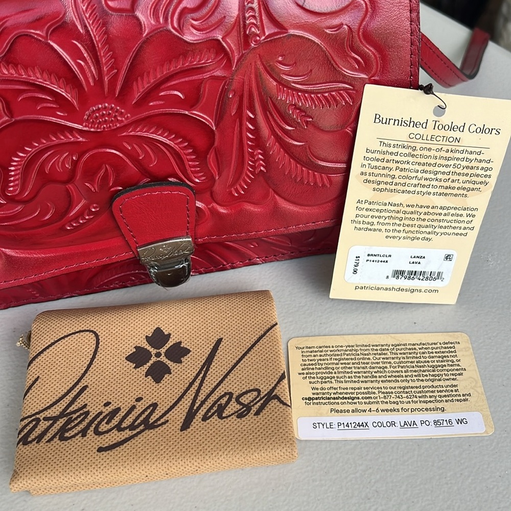 PATRICIA NASH Lanza tooled leather crossbody bag red - Picture 11 of 17